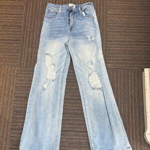 Light Wash Women's Flare Jeans with Distressed Detail size 11/29